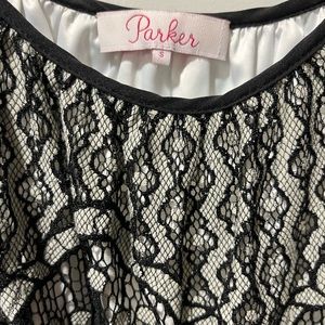 Parker Black Lace Overlay Cream Shell Women's Top